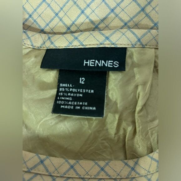 Hennes Collection Tan Blue Minimalist Academia Lined A-line Midi Skirt Size 12 - Picture 3 of 9